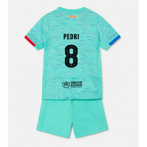 Fotballdrakt Barn Barcelona Pedri Gonzalez #8 Tredjedraktsett 2023-24 Kortermet (+ Korte bukser)